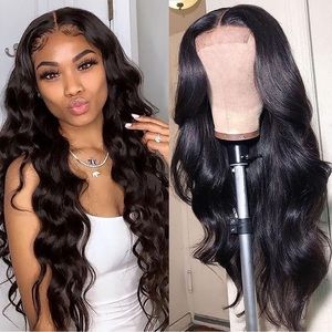 HUMAN HAIR Body Wave Lace Front Wig 4x4 Closure 180% Density Brazilian Glueless